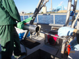 Coring equipment on boat