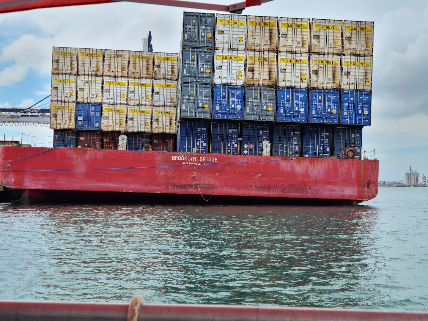 Ship pulling into port in Puerto Rico