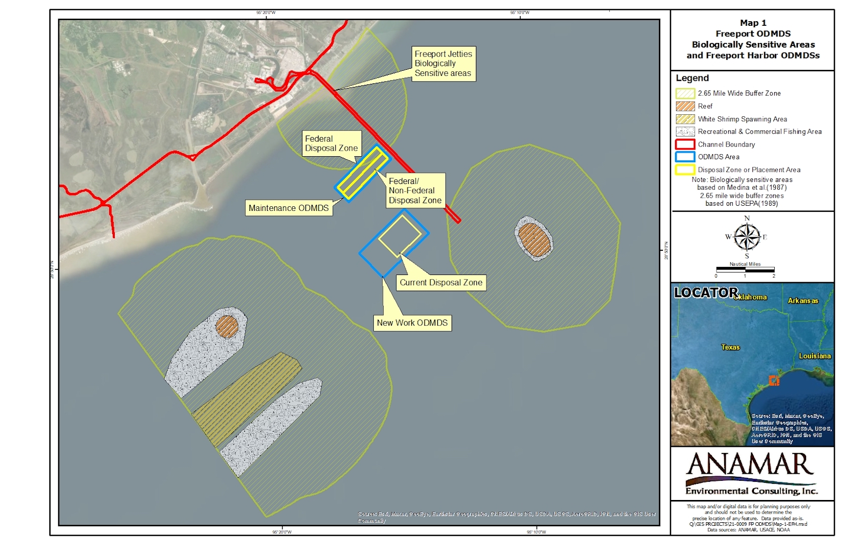 Map of project area showing biological sensitive areas